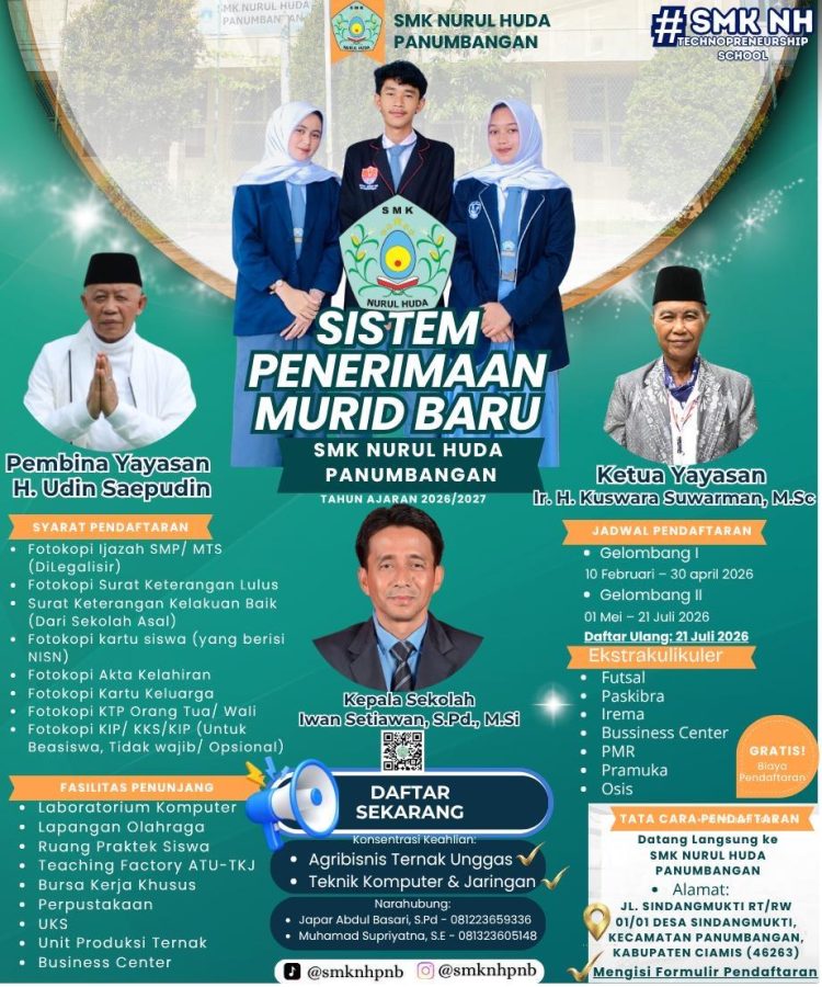 SMK Nurul Huda Panumbangan Buka Penerimaan Murid Baru 2026/2027, Tawarkan Sekolah Gratis Hingga Penempatan Kerja