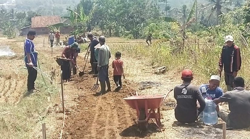 Warga Antusias Gotong Royong Bangun Jalan Usaha Tani di Blok Selauni